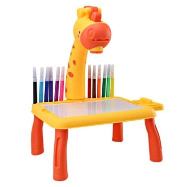 Imagem de Lousa Mágica Girafinha com Projetor, Mesa de Desenho Infantil, 24 Desenhos, Canetinhas Coloridas