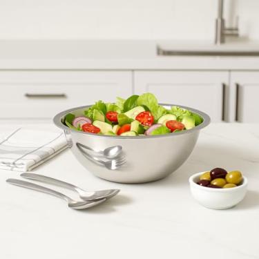Imagem de KIt 5 Bowls Inox 22cm Saladeira Redonda 1300ml Multiuso Cozinha