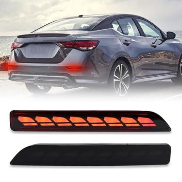 Imagem de PGTOPONE Refletores de para-choque traseiro de LED, luzes traseiras de freio de neblina compatíveis com Nissan Murano 2015-2022 para Nissan Sentra, para Nissan Leaf Replace OEM Stock Reflector Trim