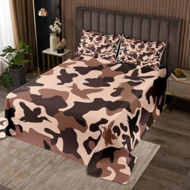 Imagem de Erosebridal Conjunto de colcha camuflada, tamanho Queen, caçador de pato, para crianças, meninas, exército, camuflagem, caça, vintage, rosa, marrom, decoração de quarto, animal selvagem, pato