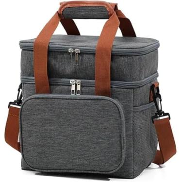 Imagem de Bolsa Térmica Grande com Alça Transversal Ajustável, 2 Compartimentos Espaçosos, Isolamento térmico de 6-7 Horas, para Marmita, Lanches, Academia, Trabalho,Passeios, Impermeável,Resistente