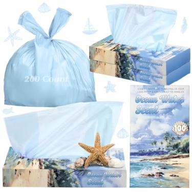 Imagem de Teenyyou 200 sacos de lixo pequenos perfumados com água do oceano, pequenos sacos de fraldas para adultos, higiene feminina, sacos descartáveis, sacos de lixo para animais de estimação com abas fáceis