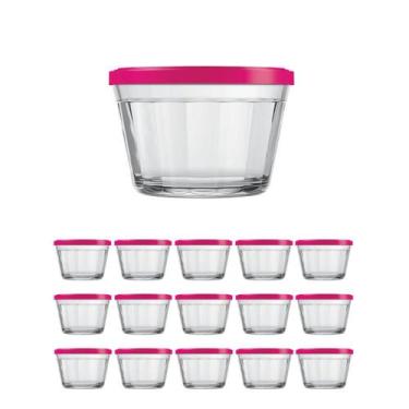 Imagem de 15 Tigela Vidro Americano Tampa Plastica Sortida 150ml Nadir - NADIR F