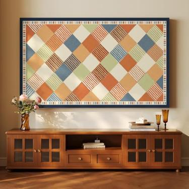 Imagem de Capa de TV 32-80 polegadas Indoor TV Capa à prova de poeira Qualidade LCD/LED Capa de tela pendurada/curvo protetor de tela multifuncional sala de estar Tecido decorativo-Xadrez-3||42 polegadas (100 x