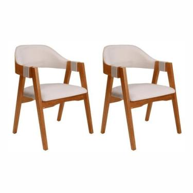 Imagem de Kit 2 Cadeiras de Madeira Maciça Tauari Estofada e Braço com Corda Náu