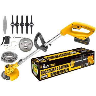Imagem de Roçadeira Aparador Grama A Bateria Recarregável 21v 750w 110v/220v Profissional Com Acessórios Tcg21c The Black Tools