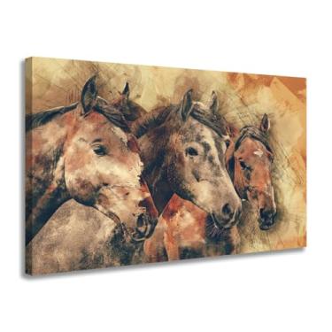 Imagem de Quadro Decorativo "Trio de Cavalos" em Tela Canvas 90x60cm – Força e Liberdade na Sua Decoração policanva borda infinita