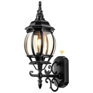 Imagem de VIANIS Luminária de parede externa, suporte de parede preto para varanda externa, lanternas externas modernas para casa, iluminação de arandela externa do crepúsculo ao amanhecer para garagem