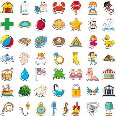 Imagem de 50 peças de ímãs de objetos CVCC e CCVC, ímãs magnéticos engrossados de geladeira adoráveis brinquedos educativos de aprendizagem para crianças em idade pré-escolar, jardim de infância, crianças a