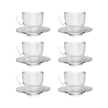 Imagem de Kit 6 Xícaras Transparente Chá 220mL C/ Pires Mesa Posta - TODO DIA