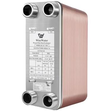 Imagem de Placa de trocador de calor de 12,7 cm x 30,48 cm Cobre/SS316L 10-100 placas MPT 1 1/4" Piso aquecimento, água morna, neve derretendo, BL26C-80D