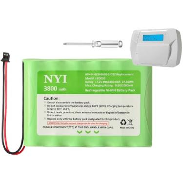 Imagem de NYI Bateria atualizada de 3800 mAh compatível com DSC IMPASSA 9057 Painel de alarme de sistema de segurança sem fio bidirecional, substituição 6PH-H-4/3A3600-S-D22, bateria Ni-MH recarregável de 7,2 V