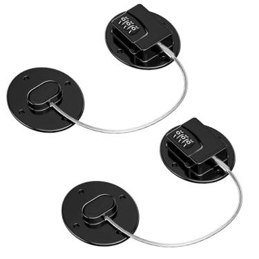 Imagem de KIZZHISI Fechadura de geladeira combinada resistente (pacote com 2) - Trava de geladeira para geladeira, armários, gavetas, fechaduras de janela e armário à prova de bebês, adesivo forte que não marca