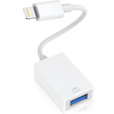 Imagem de Wahbite Adaptador Lightning para USB, cabo USB 3.0 OTG certificado pela Apple MFi para iPhone 14/13/12/11/XS/XR/X/SE/8/7/iPad para unidade flash USB, câmara, teclado, rato, hubs, MIDI, plug and