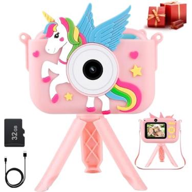 Imagem de TidyneSS Câmera Infantil, Para Bebês Com Cartão Sd De 32 Gb E Tripé, Brinquedo Portátil 2,4" Vídeo Digital Hd 1080 Meninos Meninas, Presente Natal Aniversário, Capa Silicone Lapso Tempo