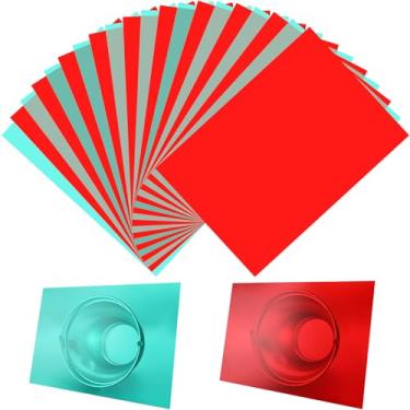 Imagem de 20 peças de filtros de gel de Natal coloridos, folhas de plástico de filme de sobreposição de cores transparentes para leitura, luz LED ou artesanato, vermelho e verde, 21,5 x 29 cm