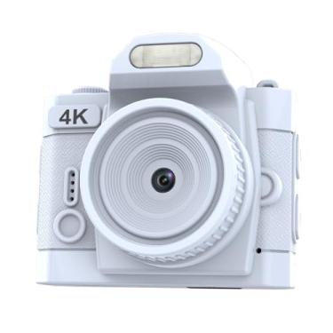 Imagem de Fockety Câmara Digital Porta-Chaves, 64MP 4K, 19 Efeitos de Filtro Integrados, Ângulo Amplo de 78°, Luz de Preenchimento LED, Mini Câmara Porta-Chaves, 30G, Ecrã HD de 1,54 Polegadas (Branco)