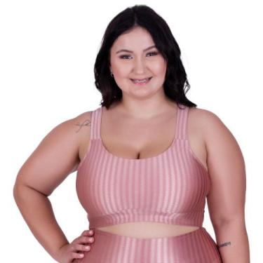 Imagem de Top Fitness Cropped de Academia Plus Size 3D Nicole - Naka Modas, Rosa