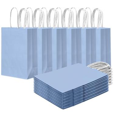 Imagem de Bolsa de presente qiqee pequena azul claro 24 unidades 20x15x8cm com a