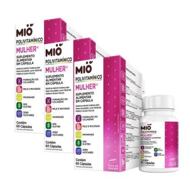 Imagem de Polivitamínico Mulher Mió 60 Cápsulas Kit com três unidades