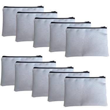 Imagem de Kit 10 Necessaire 12x18 Quadrada Estojo Sublimação Dtf Branco