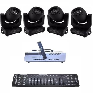 Imagem de Kit 4 Moving Spot Led 150W + Dmx 512 + Maquina De Fumaça
