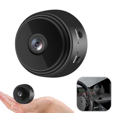 Imagem de Dpofirs Câmeras de vigilância e segurança A9, mini câmera HD 1080p com capa traseira magnética, câmera interna compacta para pátio de escritório em casa (preto)