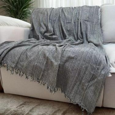Imagem de Xale Para Sofá Algodão 2,40x1,80 m Manta Sofá - JKimportadora, Cinza
