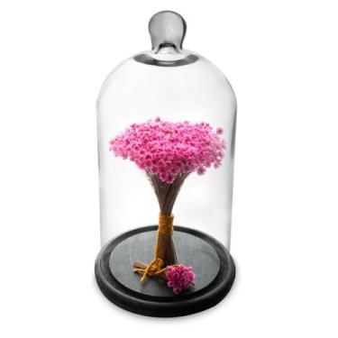 Imagem de Arranjo de Flores Secas Sempre Viva na Cupula - Pense Flores, Rosa For
