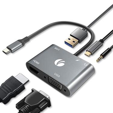 Imagem de VCOM Adaptador USB C para HDMI VAG, hub USB C 5 em 1 com 4K HDMI, 100W PD, porta USB 3.0, VGA, adaptador OTG, estação de ancoragem para MacBook Air, iPad Pro, laptops, Dell XPS, Samsung Galaxy