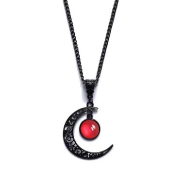 Imagem de CSIYANJRY99 Colar de lua gótica para mulheres escuro elegante vampiro bruxa cristal lua colar joia tema Halloween acessórios de festa, Large, Liga de aço, Sem Pedra Preciosa