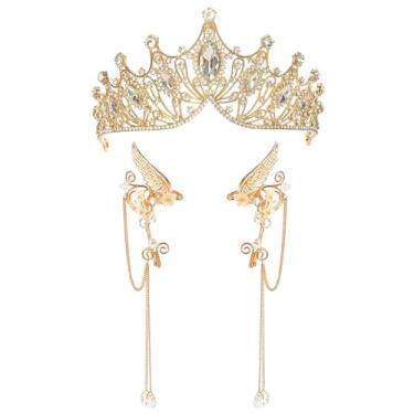 Imagem de CoTeeZa Tiara medieval com coroa de rainha com punhos de elfo - tiara medieval de strass roxo para noiva, aniversário de formatura de quinze anos, coroa renascentista elfa para fantasia de Halloween