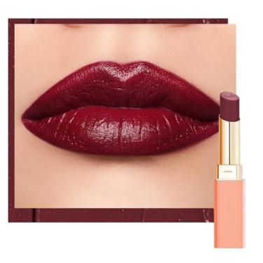 Imagem de Oulac Batom Acetinado Colorido Rico - Cor De Batom Vermelho Bordô Com Cobertura Total, Cremoso, Sedoso E Suave, Hidratante, Acabamento Fosco Acetinado, Com Infusão De Manteiga De Karité, Beleza Vega