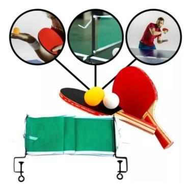 Imagem de Kit Ping Pong Tênis De Mesa - 2 Raquetes + 3 Bolas + 1 Rede