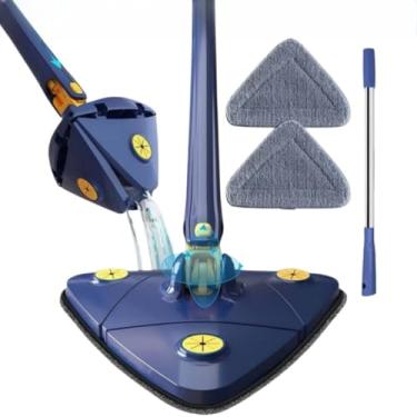 Imagem de Esfregão Triangular 360° com Torção Automática | Limpeza de Pisos, Vidros e Cantos | Cabeça Giratória e Reutilizável (Esfregao)