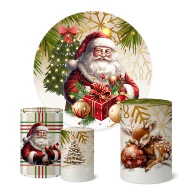 Imagem de Trio Capas Cilindro + Painel Festa Redondo 1,50m Natal (K1NAT101)