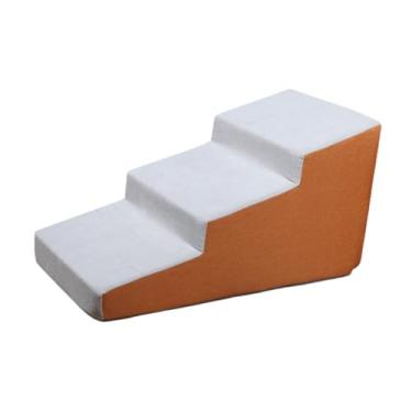 Imagem de Fenteer Escada para cães, rampa para animais de estimação, 3 degraus, leve, antiderrapante, fácil de limpar, escada para animais de estimação, para cães e, Laranja