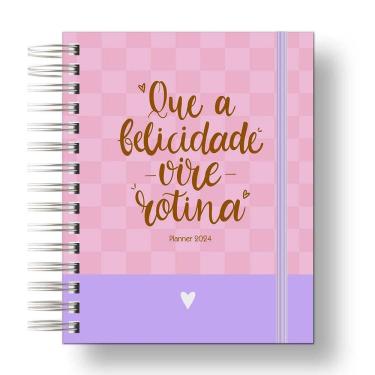 Imagem de Planner 2024 Coleção Flores e Frases/Organizador anual 210Paginas Capa Dura Rosa Xadrez