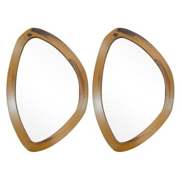 Imagem de Kit espelho decorativo orgânico freijó 29x44cm