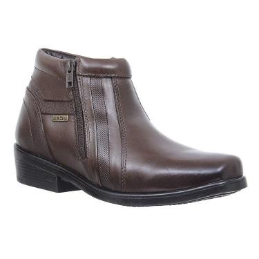 Imagem de Botina Masculina Marrom Bico Quadrado Com Zíper Zebu 28323