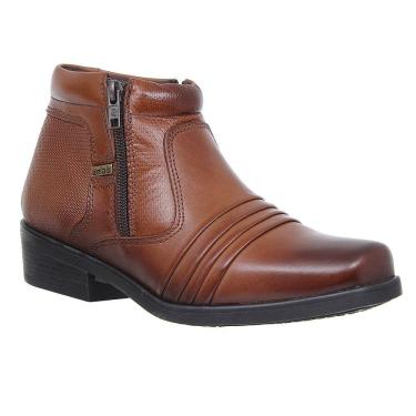 Imagem de Botina Couro Marrom Bico Quadrado Masculina Zebu 28312