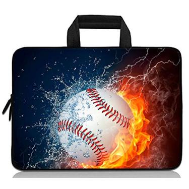 Imagem de Capa universal para tablet de 7 a 9 polegadas ultra-portátil, bolsa de transporte de neoprene compatível com Apple iPad Mini, Samsung, Google, HP, Acer (Baseball Fire)