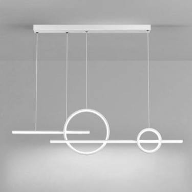 Imagem de Luminária pendente de LED, luminária de teto regulável, lustre de teto, luminária suspensa linear com controle remoto, luzes pendentes modernas para sala de jantar, cozinha e ilha