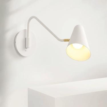 Imagem de Pacote com 2 luminárias de parede com braço oscilante, luminária de leitura ajustável para montagem em parede com interruptor liga/desliga, arandela de parede de metal vintage moderna, lumin