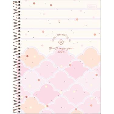 Imagem de Tilibra - Caderno Espiral Capa Dura Universitário 1 Matéria Soho 80 Folhas - Fundo Listrado Nuvens Rosas