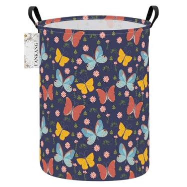 Imagem de FANKANG Cesta de armazenamento, cesto de roupa suja de lona dobrável com revestimento PE impermeável cestas grandes de armazenamento para crianças, meninos e meninas, escritório, quarto, roupas