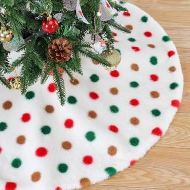 Imagem de Saia para árvore de Natal 91,4 cm, decoração de Natal (estilo bolinhas vermelhas e verdes)