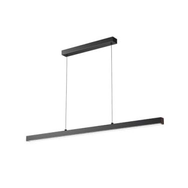 Imagem de Lustre linear LED regulável, luminária pendente moderna para mesa de bilhar e ilha de cozinha, luminária de teto tricromática para sala de jantar e escritório, design elegante e simples