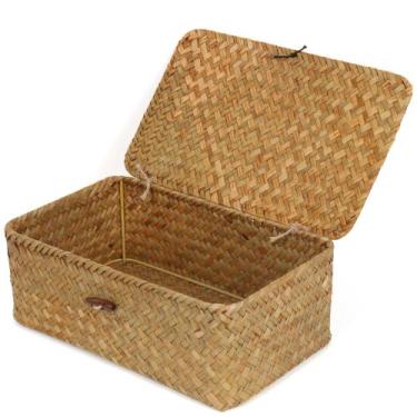 Imagem de Caixas de armazenamento FEIALNDUO Seagrass com tampa para organizador 