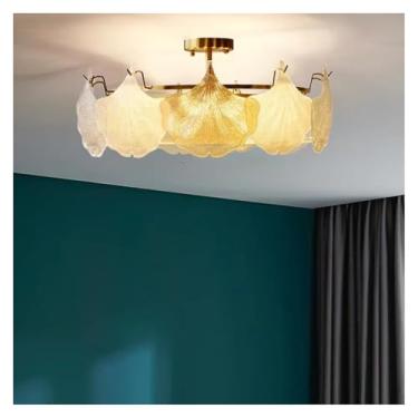 Imagem de Lustre de LED com ajuste francês moderno de vidro concha para sala de estar e jantar luminária